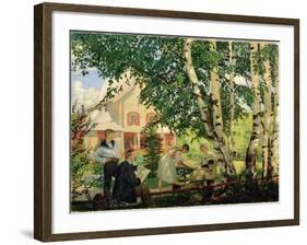 At Home, 1914-18-B. M. Kustodiev-Framed Giclee Print