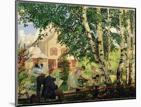 At Home, 1914-18-B. M. Kustodiev-Mounted Giclee Print