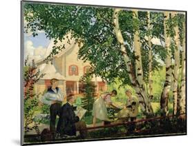 At Home, 1914-18-B. M. Kustodiev-Mounted Giclee Print