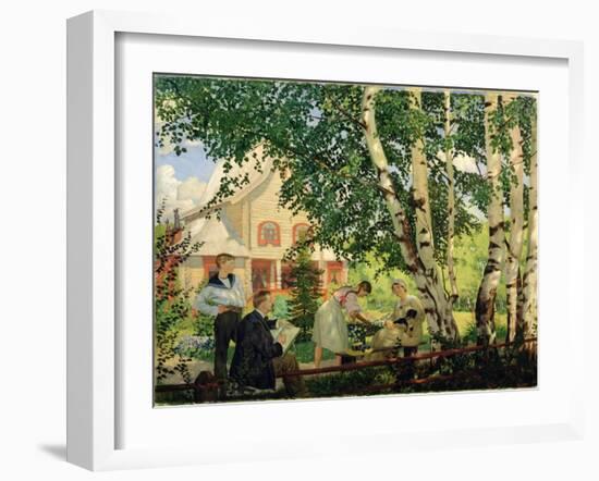 At Home, 1914-18-B. M. Kustodiev-Framed Giclee Print