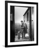 At Home Gian-Carlo Menotti Usually Sports a Cane When He Walks with His Dog-Nina Leen-Framed Premium Photographic Print