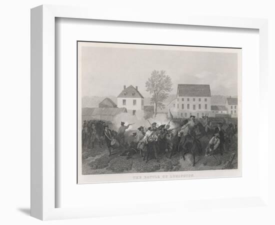 At Lexington Massachusetts Minutemen Resist British Marching to Seize Stores at Concord-Alonzo Chappel-Framed Photographic Print