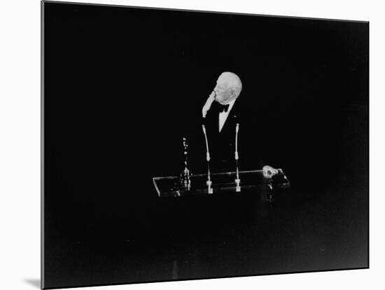 At Oscar Awards Ceremony, Actor Charlie Chaplin, Blowing Audience a Kiss-Ralph Crane-Mounted Premium Photographic Print