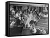 At Palumbo's Cafe, Bride Mrs. Salvatore Cannella Walks Onto Stage, Facing a Revolving Cake Display-Cornell Capa-Framed Stretched Canvas