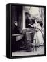 At Piano-Achille Deveria-Framed Stretched Canvas