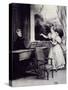 At Piano-Achille Deveria-Stretched Canvas