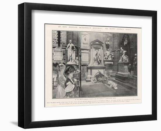 At Rest Beneath Shakespeare, Sir Henry Irving's Grave at Poets Corner Westminster Abbey-null-Framed Art Print