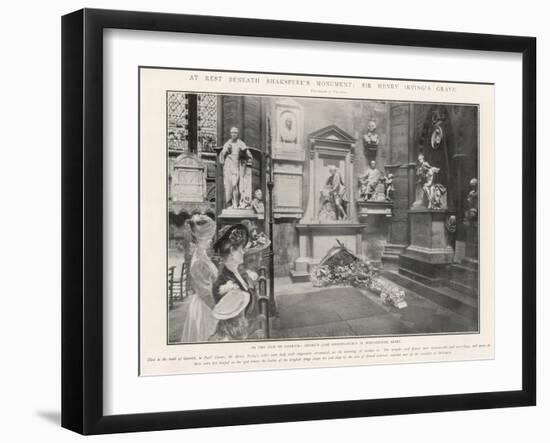 At Rest Beneath Shakespeare, Sir Henry Irving's Grave at Poets Corner Westminster Abbey-null-Framed Art Print