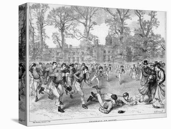 At Rugby School a Crowd of Schoolboys Run after the Ball at Rugby-Walter Thomas-Stretched Canvas