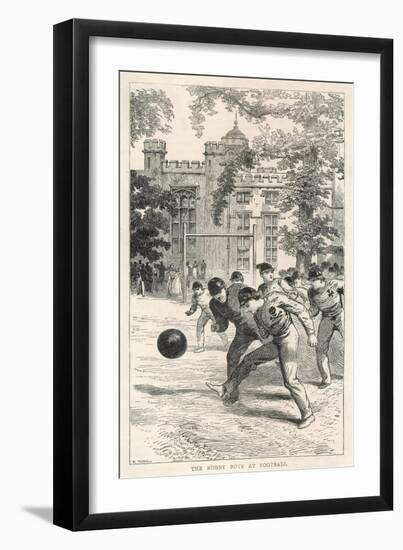 At Rugby School Boys at Rugby School Play Rugby Football in the School Grounds-Walter Thomas-Framed Art Print