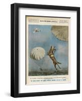 At Saint Catherine Canada a Police Dog Parachutes Down with Her Master-Aldo Molinari-Framed Art Print