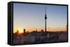 at Sundown, Hotel Park to Inn and Rotes Rathaus, Berlin, Germany-Markus Lange-Framed Stretched Canvas