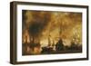 At Sunrise after the Bombing of a Port by the Spanish Fleet, the Port Buildings are Still Smolderin-Andries van Eertvelt-Framed Giclee Print