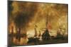 At Sunrise after the Bombing of a Port by the Spanish Fleet, the Port Buildings are Still Smolderin-Andries van Eertvelt-Mounted Giclee Print