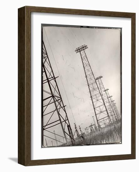 AT&T Long Line Towers That Connect to South America Spreading Out Across the State-Margaret Bourke-White-Framed Photographic Print