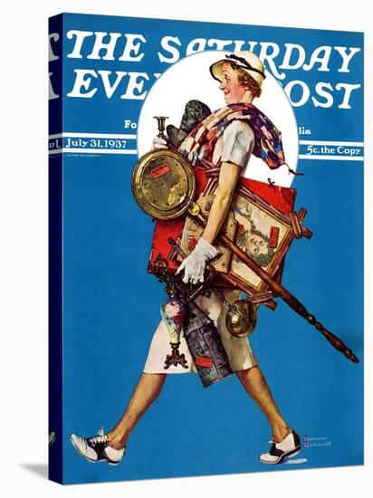 "At the Auction" or "Found Treasure" Saturday Evening Post Cover, July 31,1937-Norman Rockwell-Stretched Canvas