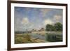 At the Barrage of Loing Near St, Mammes, 1885-Alfred Sisley-Framed Giclee Print