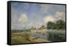 At the Barrage of Loing Near St, Mammes, 1885-Alfred Sisley-Framed Stretched Canvas