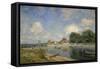 At the Barrage of Loing Near St, Mammes, 1885-Alfred Sisley-Framed Stretched Canvas