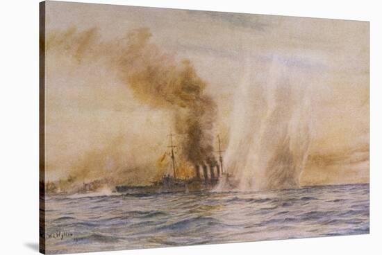 At the Battle of Jutland Hms "Southampton" Sails Under Fire from the German Fleet-William Lionel Wyllie-Stretched Canvas