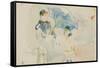 At the Beach in Nice, 1882 (Watercolour)-Berthe Morisot-Framed Stretched Canvas