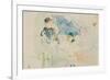 At the Beach in Nice, 1882 (Watercolour)-Berthe Morisot-Framed Giclee Print