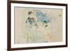 At the Beach in Nice, 1882 (Watercolour)-Berthe Morisot-Framed Giclee Print