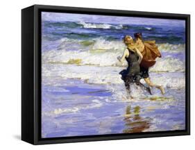 At the Beach-Edward Henry Potthast-Framed Stretched Canvas