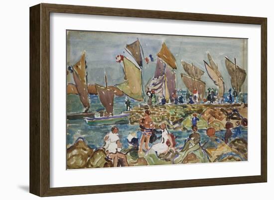 At the Beach-Maurice Brazil Prendergast-Framed Giclee Print