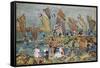 At the Beach-Maurice Brazil Prendergast-Framed Stretched Canvas