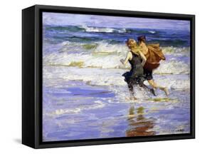 At the Beach-Edward Henry Potthast-Framed Stretched Canvas