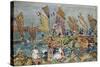 At the Beach-Maurice Brazil Prendergast-Stretched Canvas