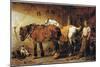 At the Blacksmith's (Colour Litho)-John Sargent Noble-Mounted Giclee Print