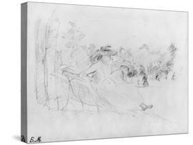 At the Bois De Boulogne, 1888 (Black Lead on Paper)-Berthe Morisot-Stretched Canvas