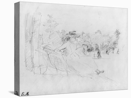 At the Bois De Boulogne, 1888 (Black Lead on Paper)-Berthe Morisot-Stretched Canvas