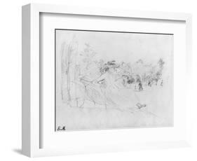 At the Bois De Boulogne, 1888 (Black Lead on Paper)-Berthe Morisot-Framed Giclee Print