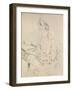 At the Cafe (Pencil and Ink on Paper)-Henri de Toulouse-Lautrec-Framed Giclee Print
