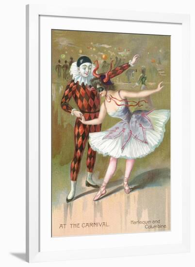 At the Carnival, Harlequin and Columbine-null-Framed Art Print