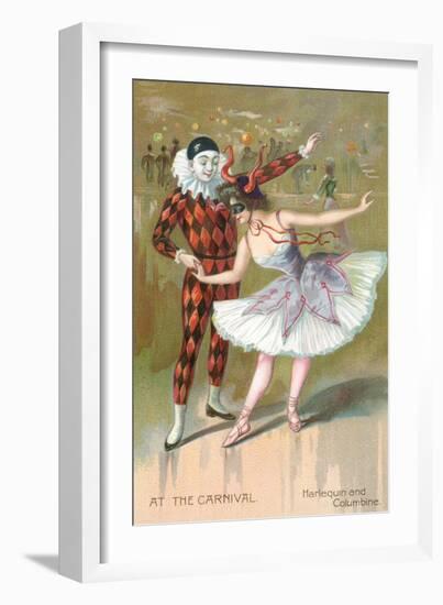 At the Carnival, Harlequin and Columbine-null-Framed Art Print