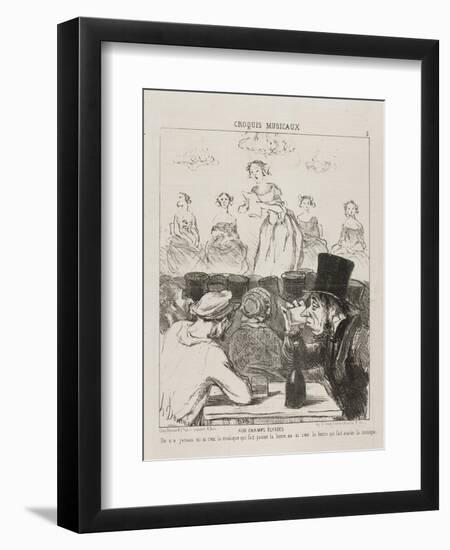 At the Champs-Elysées, plate 3 from Croquis Musicaux, 1852-Honore Daumier-Framed Giclee Print