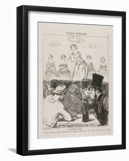 At the Champs-Elysées, plate 3 from Croquis Musicaux, 1852-Honore Daumier-Framed Giclee Print