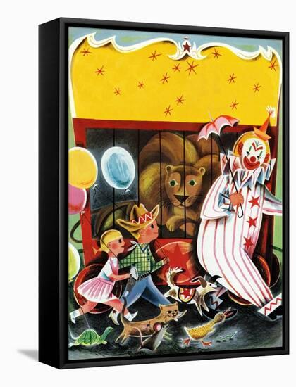 At the Circus - Child Life-null-Framed Stretched Canvas