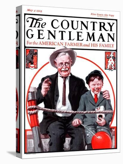 "At the Circus with Grandfather," Country Gentleman Cover, May 5, 1923-J.F. Kernan-Stretched Canvas