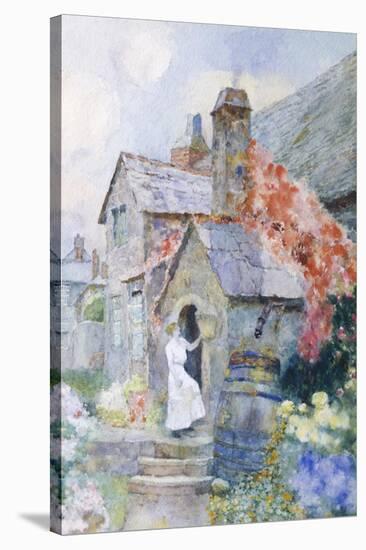 At the Cottage Door-David Woodlock-Stretched Canvas