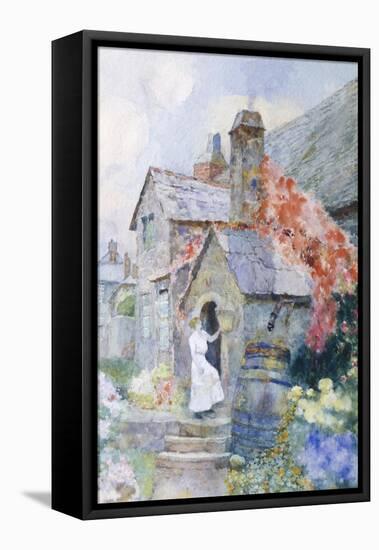 At the Cottage Door-David Woodlock-Framed Stretched Canvas