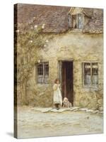 At the Cottage Door-Helen Allingham-Stretched Canvas