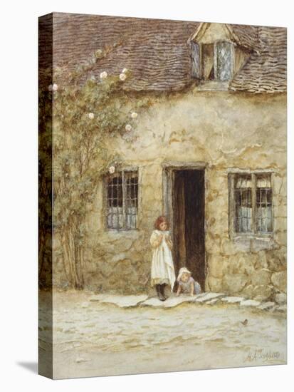 At the Cottage Door-Helen Allingham-Stretched Canvas