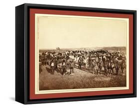 At the Dance. Part of the 8th U.S. Cavalry and 3rd Infantry at the Great Indian Grass Dance on Rese-null-Framed Stretched Canvas