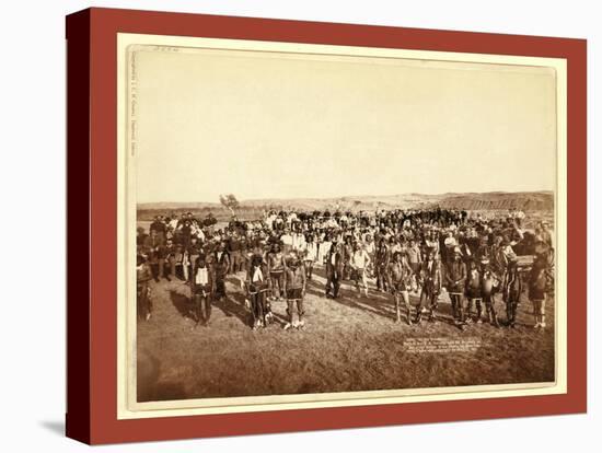 At the Dance. Part of the 8th U.S. Cavalry and 3rd Infantry at the Great Indian Grass Dance on Rese-null-Stretched Canvas