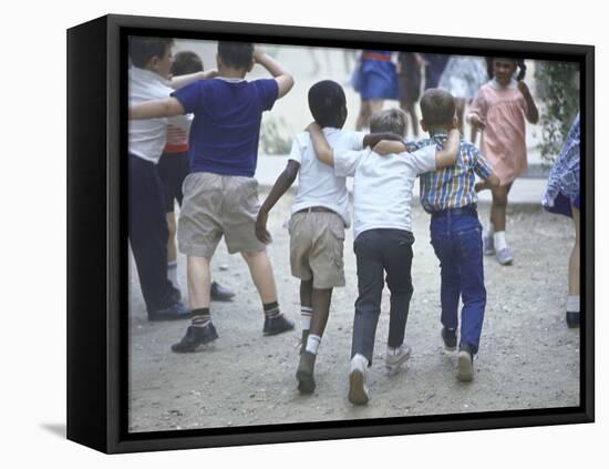 At the Desegregated Lusher School Three Boys Display Camaraderie Walking Through Playground-Bill Eppridge-Framed Stretched Canvas